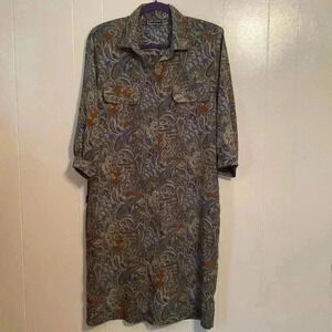 Vintage Breli Originals Brown, Rust snd Cream Shirt Dress, Size Medium.